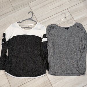 Maurices Black and Gray Long Sleeve Tops